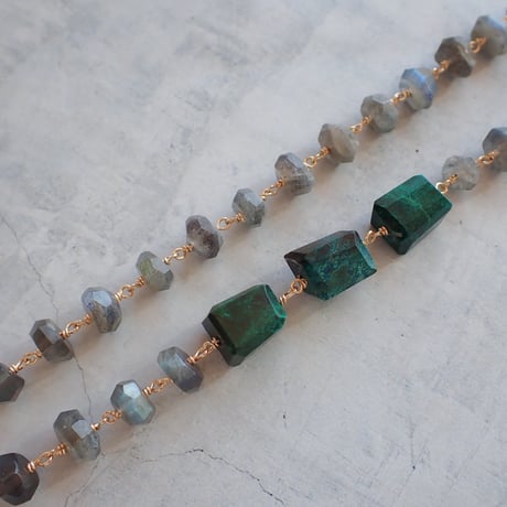 labradorite × turquoise necklace - N90