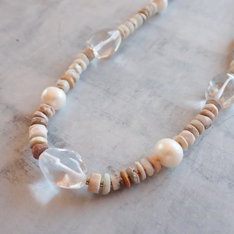 Crystal QTZ × Opal × Pearl Necklace - N52