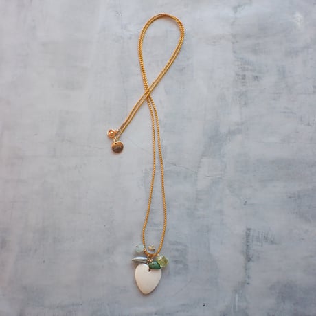 Silk cord × ♡ × mix stones Necklace #１- N55