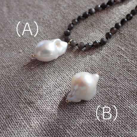 Baroque pearl × silverobsidian NC - N85