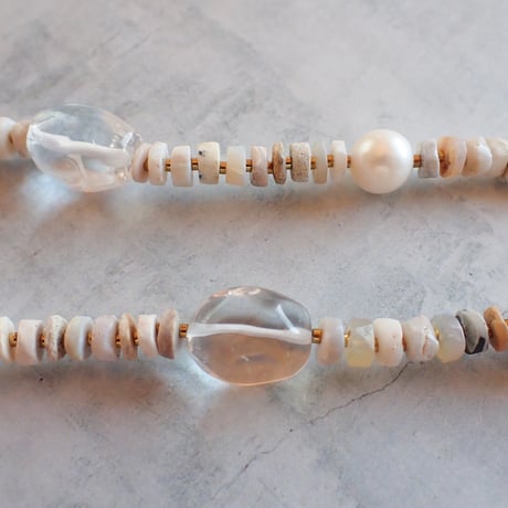 Crystal QTZ × Opal × Pearl Necklace - N52
