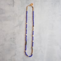 （1点もの）Blue beads × Pearl 14kgf Necklace PN02