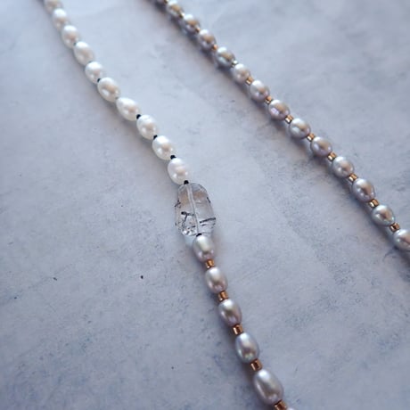 Flesh Water pearl  BicolorNecklace - N47