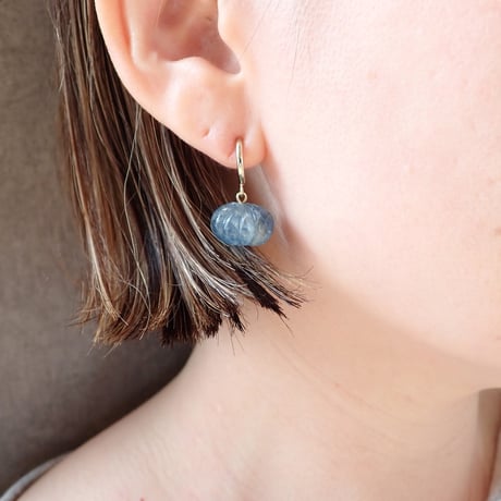 Pumpkin cut tourmaline ✴︎ indigo blue ✴︎ earring - E171 ver.01