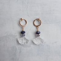 Flower carving QTZ × Sapphire Earring- E192