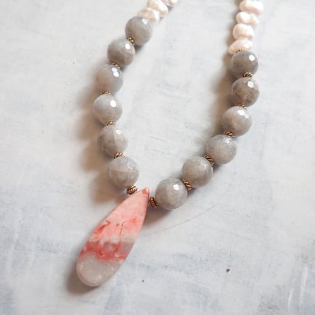 Pink Jasper × Labradorite Necklace N28