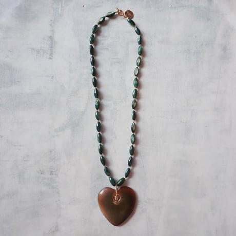 GR Shell beads × Heart horn 14kgf Necklace PN12