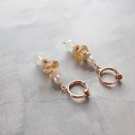 Citrine × Aquamarinel Earring- E157