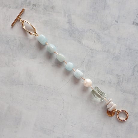 Aquamarine × Green amethyst Bracelet  B18