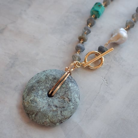 labradorite × turquoise necklace - N90