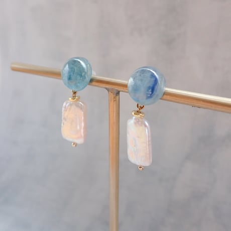 Kyanite × Rectangle FWP Earring- E195