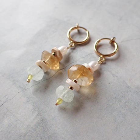 Citrine × Aquamarinel Earring- E157