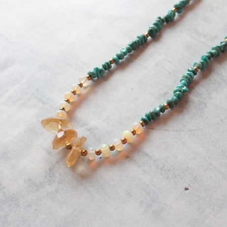 （1点もの）Turquoise × Citrine Necklace- N43