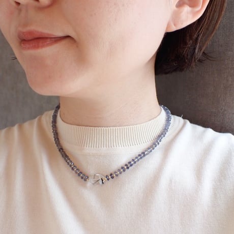 （1点もの）Iolite × Black Rutile Quartz Necklace- N42