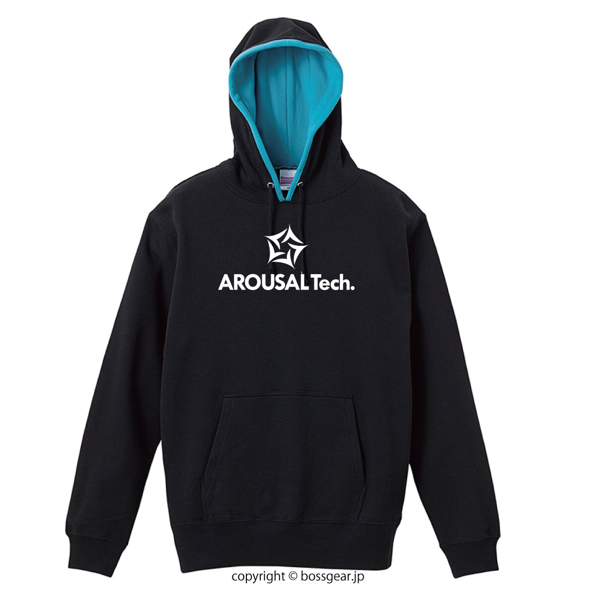 AROUSAL Tech.】ロゴパーカー(ブラックxターコイズブルー AROUSAL Tech.】ロゴパーカー(ブラックxターコイズブルー