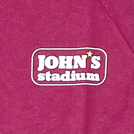 JOHN'S stadium ラグランプリントTーBURGUNDYー