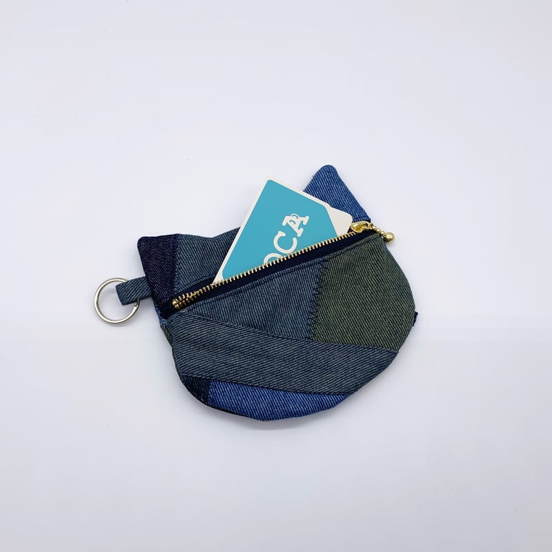 猫型ポーチ（パッチワークデニム） | りんごの木