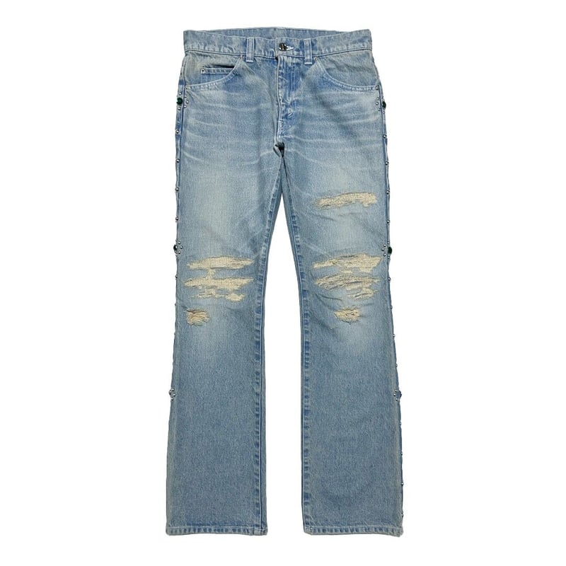 STUDS DAMAGED DENIM PANTS / INDIGO | SKINS ONLI STUDS DAMAGED DENIM PANTS / INDIGO | SKINS ONLI