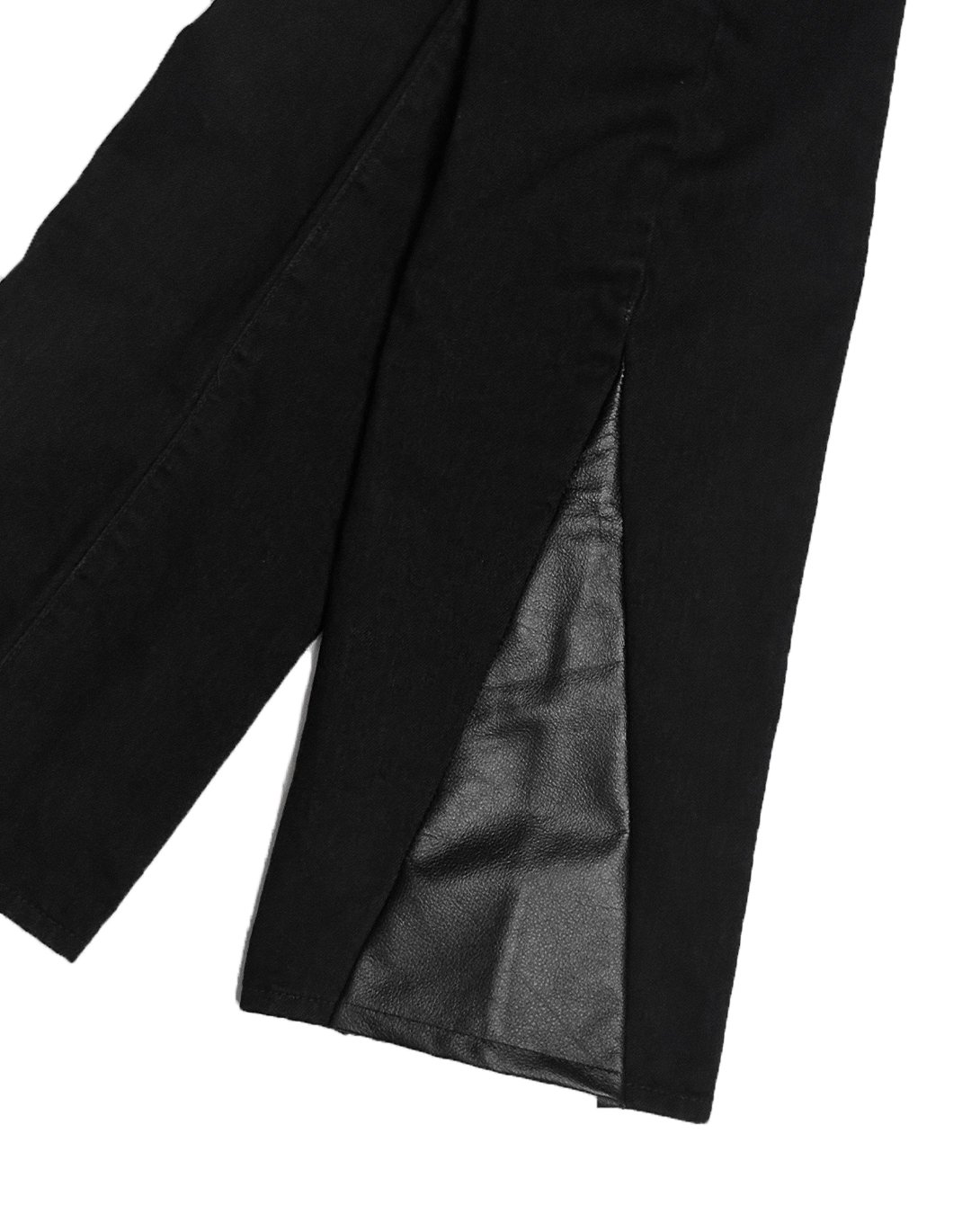 LEATHER SLID DENIM PANTS / BLACK | SKINS ONLINE