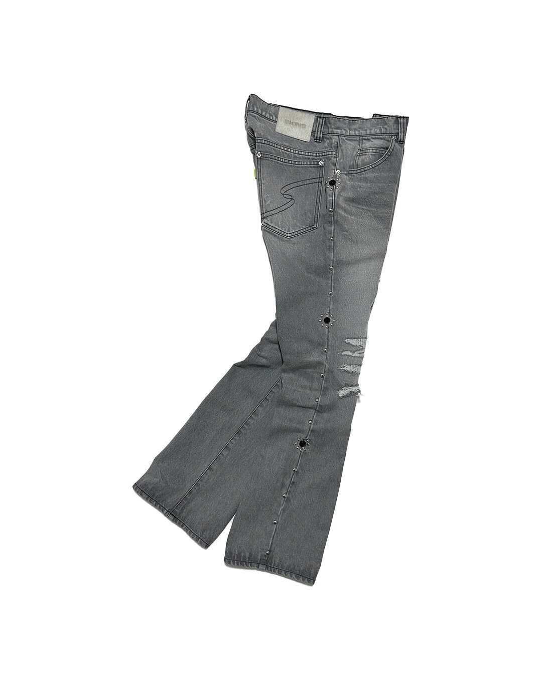 STUDS DAMAGED DENIM PANTS / BLACK | SKINS ONLIN STUDS DAMAGED DENIM PANTS / BLACK | SKINS ONLIN