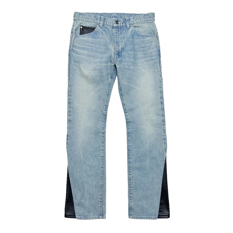 LEATHER SLID DENIM PANTS / INDIGO | SKINS ONLIN｜ブーツカット 
