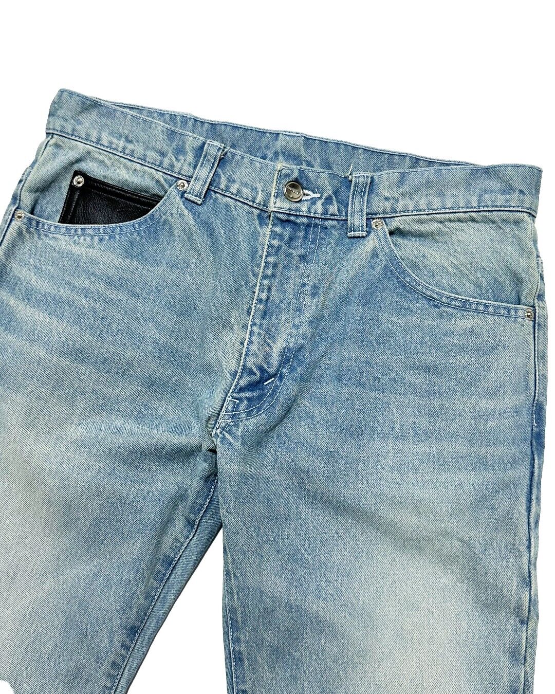 LEATHER SLID DENIM PANTS / INDIGO | SKINS ONLIN