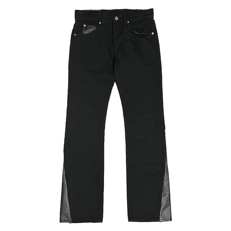 LEATHER SLID DENIM PANTS / BLACK | SKINS ONLINE 