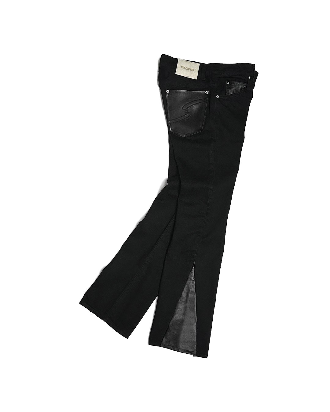 LEATHER SLID DENIM PANTS / BLACK | SKINS ONLINE