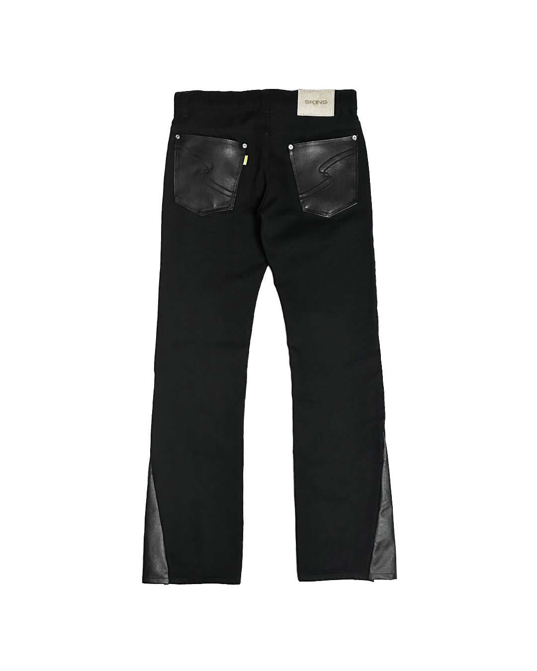 LEATHER SLID DENIM PANTS / BLACK | SKINS ONLINE LEATHER SLID DENIM PANTS / BLACK | SKINS ONLINE