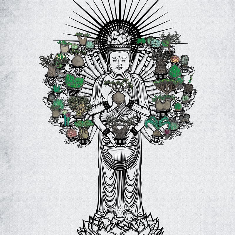 観音様の飾りもの額入 BOTANICAL観音様 | ファーニーズ商店