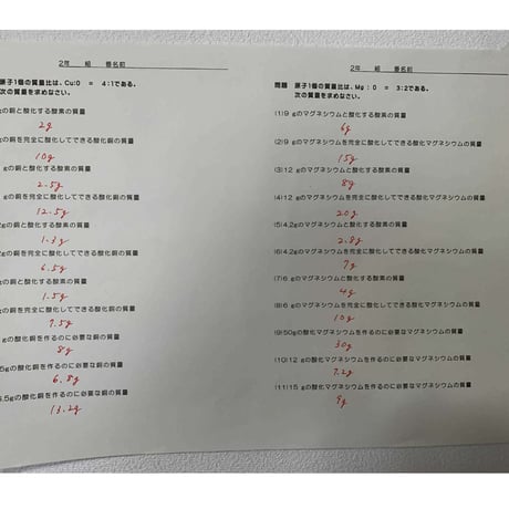 原子1個の質量比練習問題