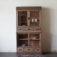 ガラス戸棚　楢