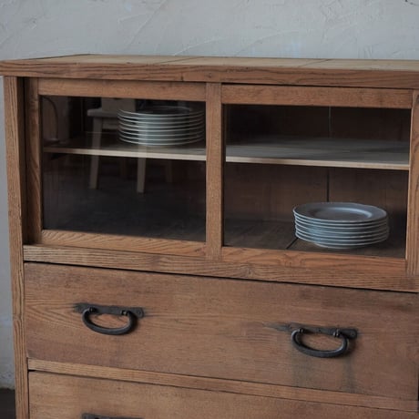 ガラス戸棚　栗