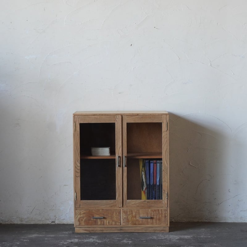 古道具　ガラス扉　棚 ガラス戸棚 黒 | アルドマ 古道具・古家具・アンティーク