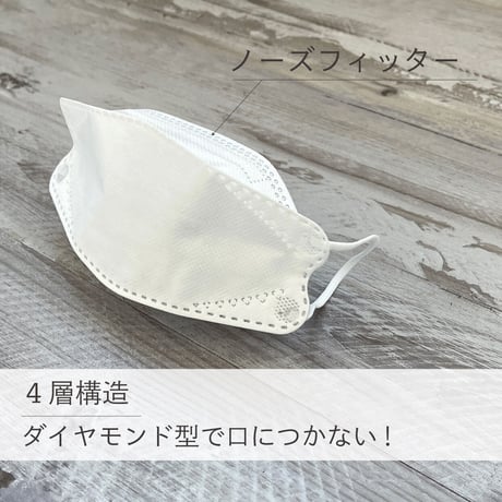 【口元ゆったり】ダイヤモンド型 不織布マスク 5枚入（ホワイト・ブラック・グレー)