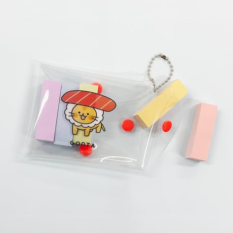 【オンライン限定】かぶるにゃん3つボタンクリアポーチ 5種コンプリートセット