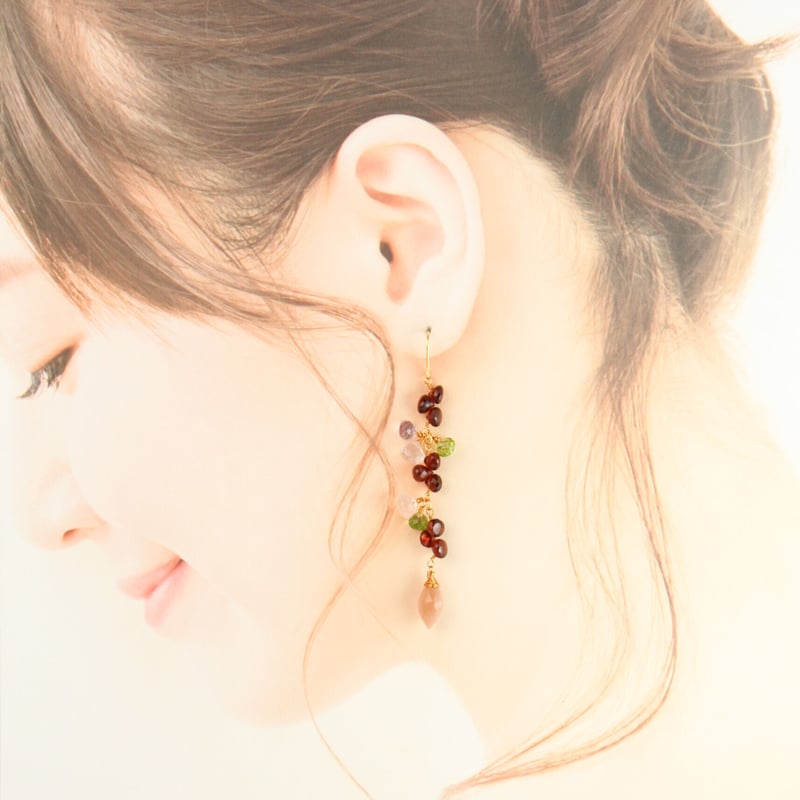 1個限定】ガーネット オニオン ロング 耳飾り | Mizuka Kitchen Jewelry