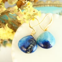 2億年化石宝石】ブルーオパライズド・ウッド ルース 耳飾り | Mizuka