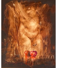 生命の果実/Fruits de la vie　油絵（Oilpainting）Ref.10928　木製ボード　24.5㎝x29.5㎝