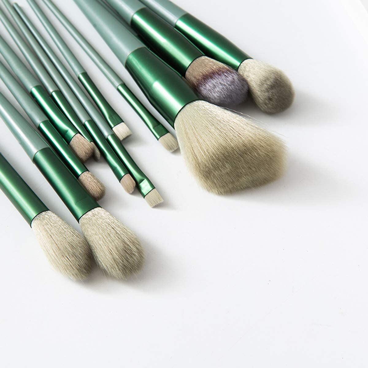 メイクブラシ 13本セット グリーン化粧筆 厳選した極細毛をたっぷり