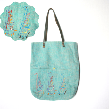 【個性的】シュールなイラスト刺繍トートバッグ エイブルアート