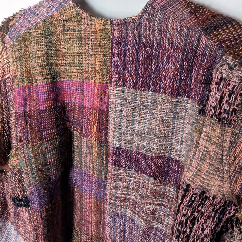 鮮やかな手織りのノーカラージャケット さをり織り | tailor P-cafe