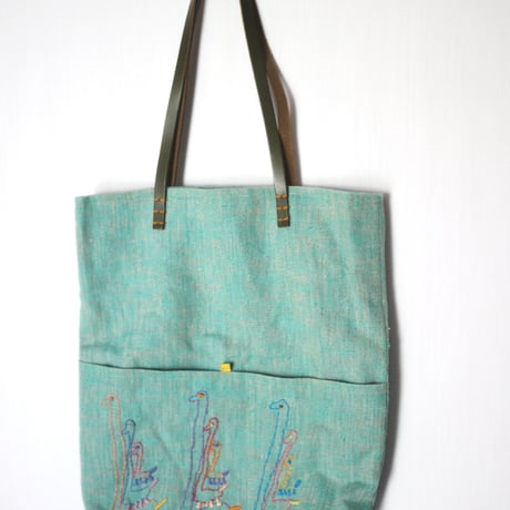 【個性的】シュールなイラスト刺繍トートバッグ エイブルアート