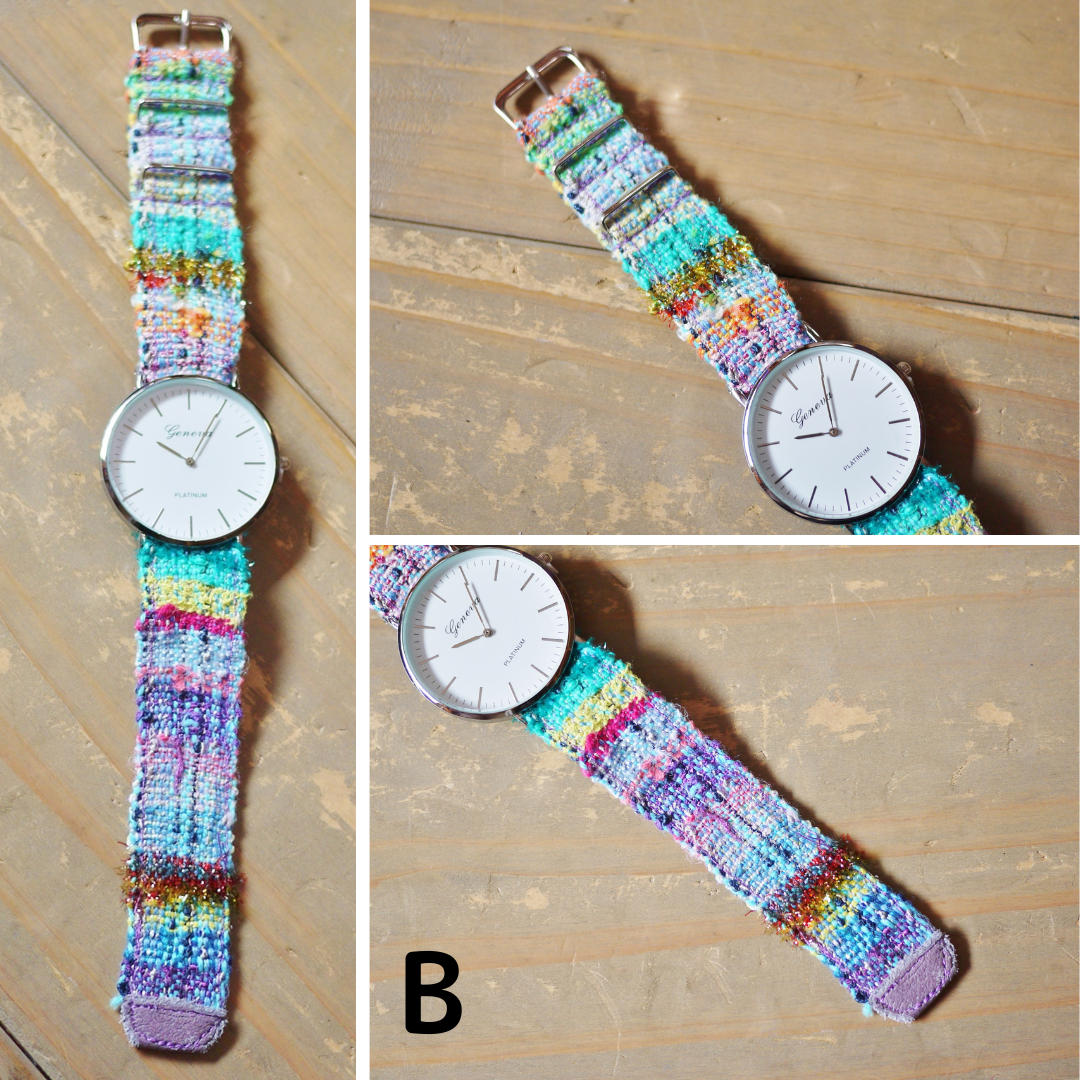 【個性的】手織り 腕時計ベルト カラフルな一点物 2color