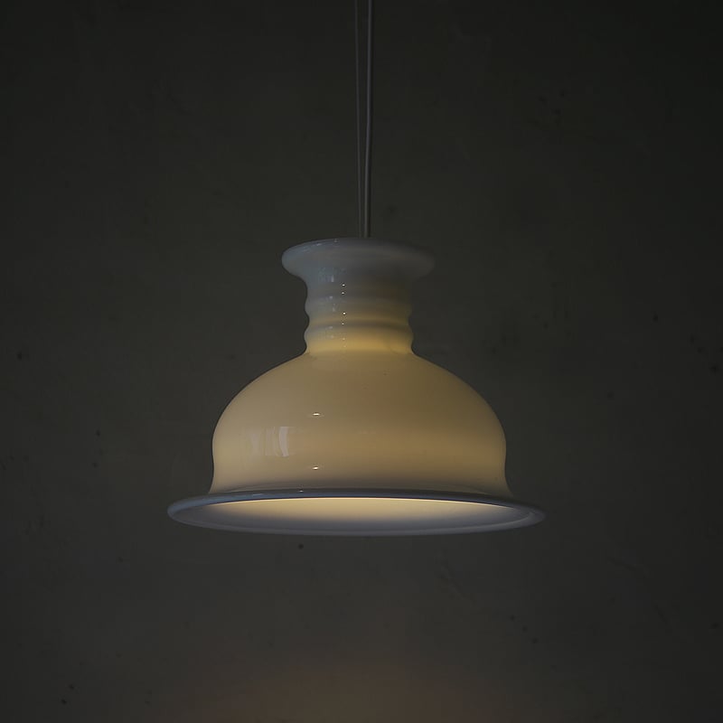 北欧 デンマーク1981 Holmegaard Kro 白 大 ペンダントランプ | Scan