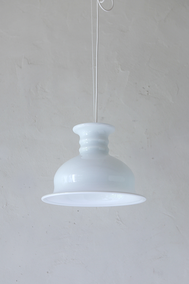 北欧 デンマーク1981 Holmegaard Kro 白 大 ペンダントランプ | Scan