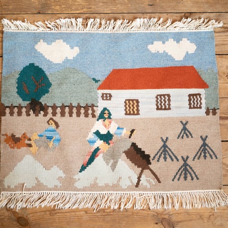 北欧 スウェーデン 1960s 手織りTapestry ラグマット