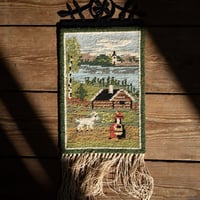 北欧スウェーデン 1980s 手織りTapestry タペストリー 壁掛け