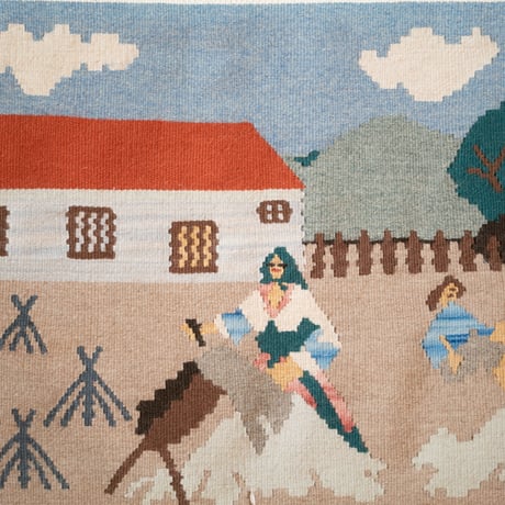 北欧 スウェーデン 1960s 手織りTapestry ラグマット