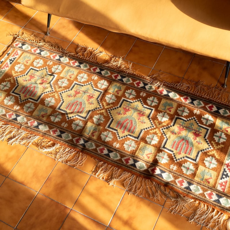 北欧スウェーデン1960s 手織りウール フォーク Tapestry 絨毯 | Scandin